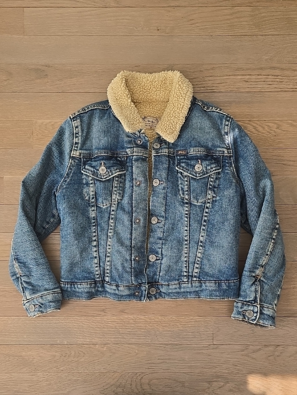 Ralph Lauren Blue Denim Jacket with Cream Sherpa Collar